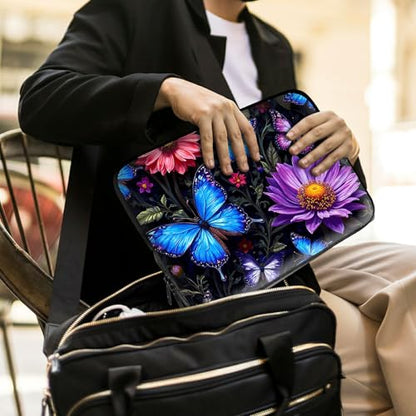 Laptop Sleeve with Handle 10 Inch, Waterproof Laptop Case Bag, Butterfly Flowers Pattern Design Computer Sleeve Compatible with MacBook Air, Pro, HP, Dell, Lenovo, ASUS - color: Butterfly Flowers, size: 10inch(9.7-10.5")