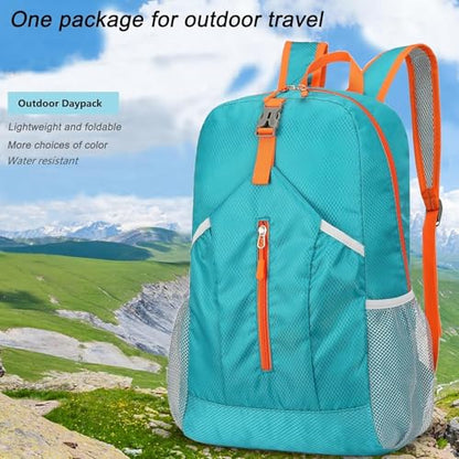 levayhill 25L Foldable Hiking Backpack,Small Packable Daypack Lake Blue | Lightweight Collapsible Bag,Water Repellent Travel Basic-Daypack,Men Women Camping Cycling Rucksack Outdoor Back Pack - color: Lake Blue