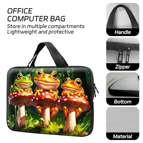 14 15 15.4 15.6 inch Laptop Handle Bag Computer Bag, Pouch Holder Notebook Sleeve Cover Soft Case Compatible for Dell,Lenovo,Toshiba HP, Asus Notebook-Cute Frog on The Mushroom - color: Cute Frog on the Mushroom