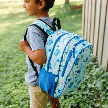 Wildkin JumpOff Jo 15-inch Kids Backpack – Durable, Adjustable, Ideal for School - Blue Dino - color: Blue Dino