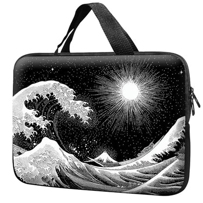 Laptop Sleeve with Handle 17 Inch, Waterproof Laptop Case Bag, Black Wave Pattern Design Computer Sleeve Compatible with MacBook Air, Pro, HP, Dell, Lenovo, ASUS - color: Black Wave, size: 17inch(16-17.3")