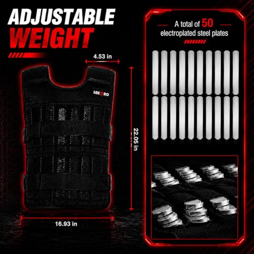 Weighted Vest Set 44LB for Men & Women, Adjustable Workout Weight Vest with Steel Plates, Weighted Training Vest with Wrist Weights and Ankle Weights for Strength Training, HIIT, Rucking & Cardio - color: Adjustable Weighted Vest 22LB