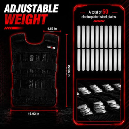 Weighted Vest Set 44LB for Men & Women, Adjustable Workout Weight Vest with Steel Plates, Weighted Training Vest with Wrist Weights and Ankle Weights for Strength Training, HIIT, Rucking & Cardio - color: Adjustable Weighted Vest 22LB