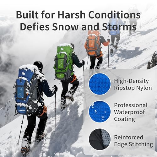 80L Hiking Backpack,Waterproof Lightweight Trekking Bag with Air Cushion Straps, Suitable for People Who are 5 feet 5 inches or taller for Mountaineering/Camping/Travel (lake blue,80L) - color: Lake Blue