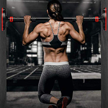 Doorway Pull Up Bar No Screws, Adjustable Width Chin Up Bar with Safety Lock & Anti-Slip Mat for Home Gym Exercise Fitness Strength Training, Max Weight Up to 350Kg - size: A90~130CM