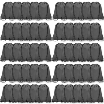 Grneric 50Pcs Drawstring Backpack Bulk Cinch Bag, Drawstring Bags Polyester for Gym Sports Beach Party Trip (Grey) - color: Grey