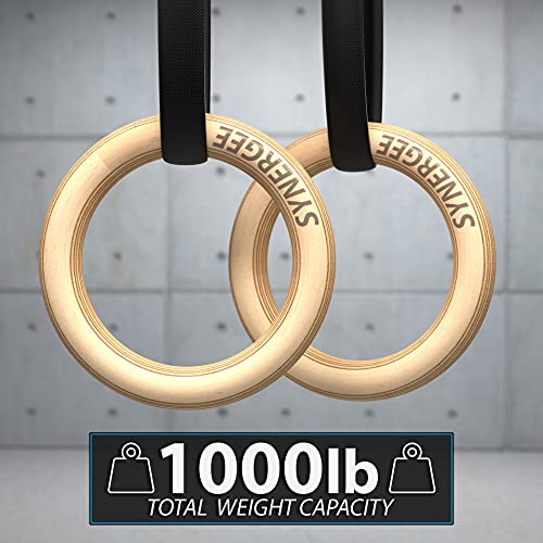 Synergee Wood Olympic Gymnastics Rings with Numbered Straps