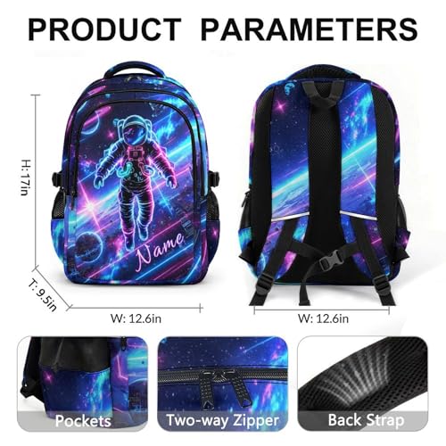 School Backpack Personalized Astronaut Backpacks for Kids Teens Students, Large Cool Custom Bookbag for Elementary Middle Senior High School - color: White