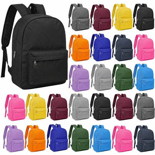 48 Pack 17'' Backpacks for School -Bulk Duty Bookbags Wholesale Classic Back Pack Basic Lightweight Outdoor Travel Gym Corporate Events Bag for Elementary, Middle & High School ,12 Assorted Colors - color: 17'' 48pack Backpacks-12 Colors
