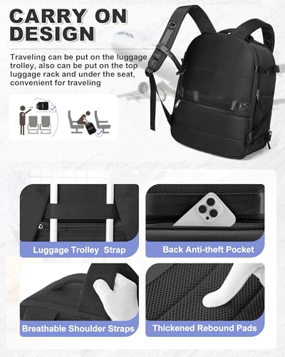 winspansy Vacuum Backpack Travel with Pump Carry on Luggage Flight Approved Essentials Personal Item Travel Bag with Vacuum System Waterproof Compression Backpack for Women Men Mochila de Viaje Black - color: C2-black