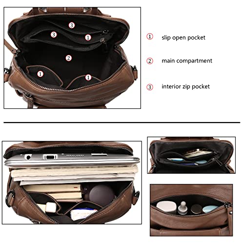 Uromee Backpack Purse for Women Vegan Leather Ladies Fashion Travel Shoulder Bag Convertible - color: 240 Brown