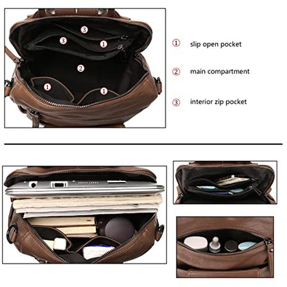 Uromee Backpack Purse for Women Vegan Leather Ladies Fashion Travel Shoulder Bag Convertible - color: 240 Brown