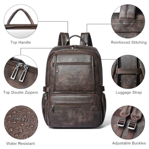 Shrrie 17 Inch Laptop Backpack Purse for Women with Giant Tumbler Holders | Vegan Leather Backpack with Large Water Bottle Pocket,Work Travel Business College Teacher Nurse,35L Large Capaity - color: Coffee