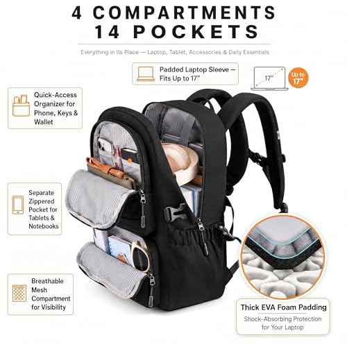 LOVEVOOK Laptop Backpack, 15.6" Carry On Airline Approved, Personal Item Bag Meets FAA Size, Trolley Sleeve Slides Over Suitcase, Waterproof Daypack for Travel College with Mini Pouch - color: Light Purple - Black, size: 15.6 Inch