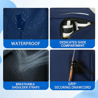 Smartway Waterproof Pickleball Bag With Shoe Compartment - Large Capacity Tennis Racket Backpack For Men Women - color: Blue
