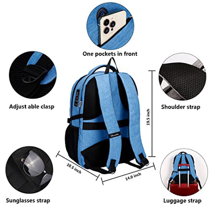 SHRRADOO Anti Theft Laptop Backpack Travel Backpacks with Combination Lock for Women Men College Backpack Computer Bag Fits 17 Inch Laptop,Sky Blue - color: Sky Blue