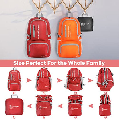 ZOMAKE Lightweight Packable Backpack, 35L Light Foldable Hiking Backpacks Water Resistant Collapsible Daypack for Travel(Red) - color: Red