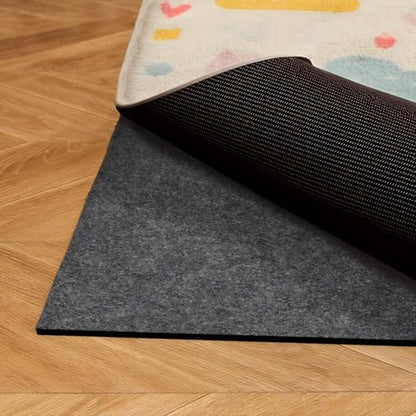 VEVOR Rug Pad 8 x 5 ft, Non-Slip Carpet Area Pad 0.22inch Rug Mat Padding with Dual Surface Felt Cushion & Rubber Gripper, Hardwood Floor Protection for All Floors, Finishes, Keeps Carpets in Place - size: 5' x 8' (Rectangular)