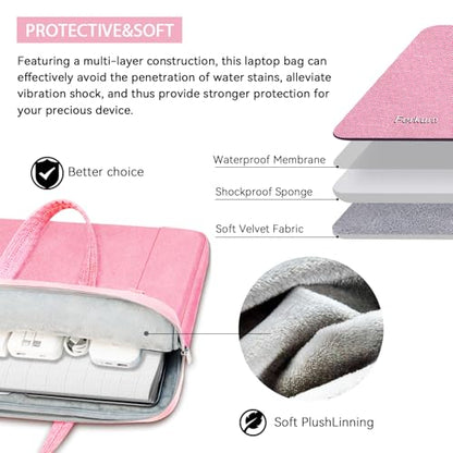 Ferkurn Laptop Case Bag Women Men Computer Sleeve with Shoulder Compatible with HP/Inspiron/Thinkpad/Vivobook/MSI/Surface, 17.3 inch, Pink - color: Blush Pink, size: 17.3 inch