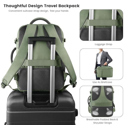 TANTOMI Travel Backpack for Women, Carry On Backpack with Wet-Dry Separation Compartment, TSA-Compliant Laptop Backpack, Personal Item Travel Bag with Anti-Theft Lock for Weekender (Green) - color: 2-green
