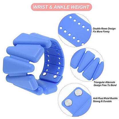 PATIKIL Adjustable Wrist Weights Set of 2, 2Lbs Total (1lb Each) Silicone Ankle Walking Weights for Women Men Bracelets for Training Yoga Jogging Aerobics - color: Blue