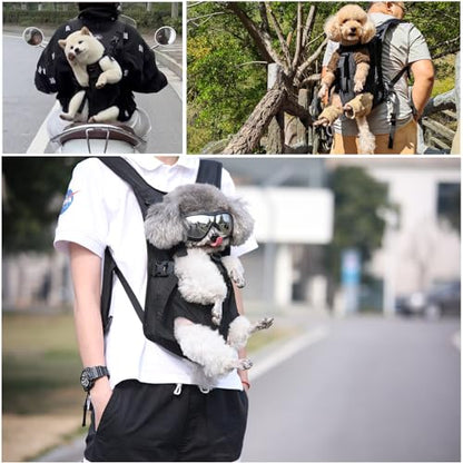 Wakytu Pet Front Dog Carrier Backpacks, Adjustable Dog Backpack Carrier, Comfortable Shoulder Straps, Soft Sponge Cushion, Designed to Fit Pets, S Size, 2-7LB - color: 2.0 Black, size: Small