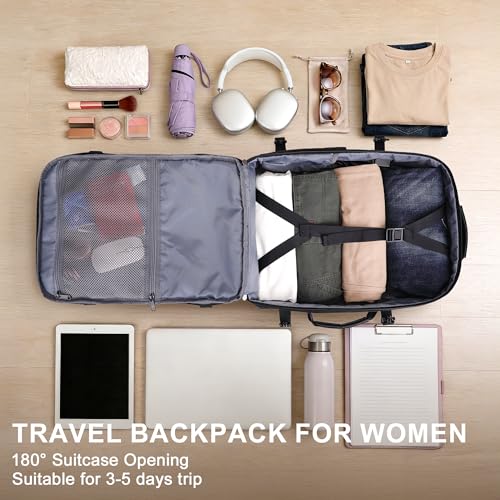 PIJUSHI Travel Backpack for Women Expandable Carry on Luggage Backpack Airline Approved TSA 16" Laptop Bag Business with USB Port(PE034 Black) - color: Black