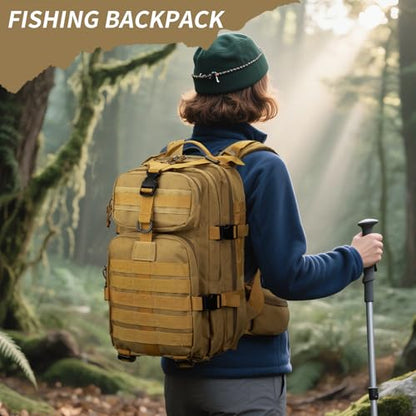 Camo hunting backpack，small tactical backpack, military backpack for men， camping backpack, 3-day bag(Khaki) - color: Mud Color
