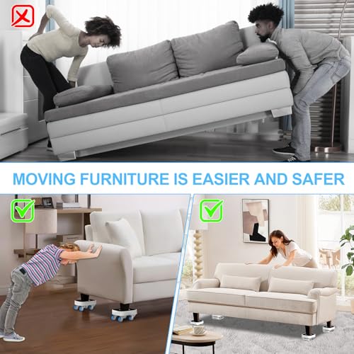 New Upgraded Furniture Sliders for Hard Floors & Carpets, 2-in-1 Furniture Movers with Wheels, Furniture Dolly for Moving Heavy Duty Sofa, Bed, Appliance, Load Capacity Up to 750lb - size: 1in wheels with slider pad + 1 pry bar