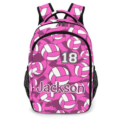 Pink Volleyball Pattern Casual Backpack Daypack Laptop Bag Custom Shoulders Backpacks for Man Woman Gifts - color: Pink Volleyball Pattern