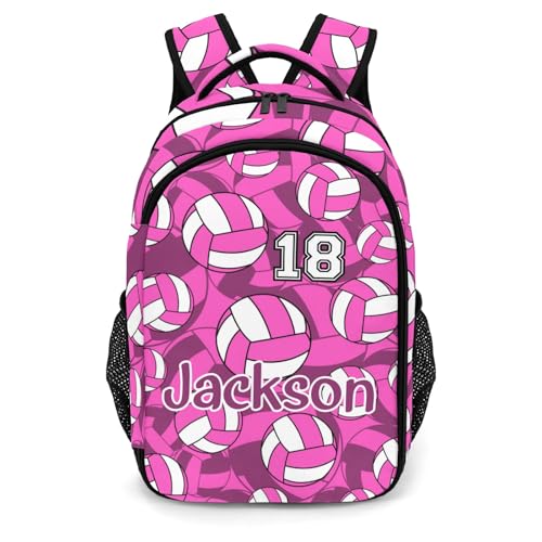 Pink Volleyball Pattern Casual Backpack Daypack Laptop Bag Custom Shoulders Backpacks for Man Woman Gifts - color: Pink Volleyball Pattern