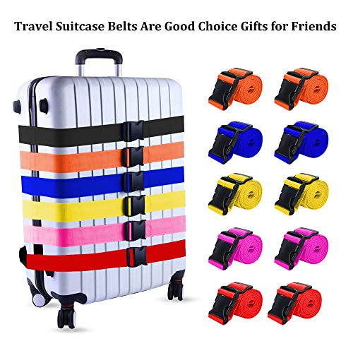 2 Pack Suitcase Straps, Bright Color Adjustable Luggage Belts, TSA Approved (Black) - color: Black