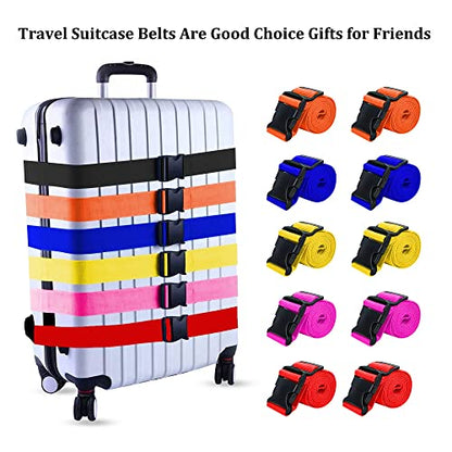 2 Pack Suitcase Straps, Bright Color Adjustable Luggage Belts, TSA Approved (Black) - color: Black