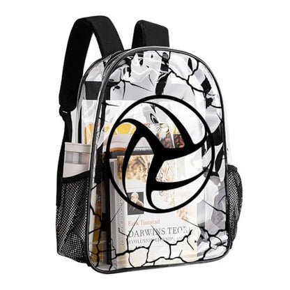 Volleyball Clear Backpack Heavy Duty for Girls Kids Boys Women | Large Cool PVC Volleyball Theme Printing Transparent Backpacks for Schools Stadium Concerts Work - Clear/Black - color: Volleyball Clear Backpack 3 Black