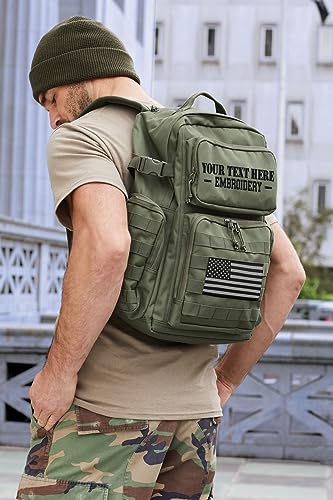 Tactical Gear bag Heavy Duty Duffel Gym bag/Tactical Backpack Custom Embroidered with your own text (Black Backpack) - color: Black Backpack