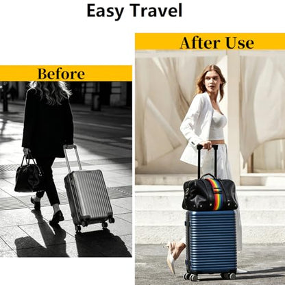 2PCS Luggage Straps, Adjustable Elastic Luggage Connector Straps, Multi-Functional Durable Travel Packing Straps for Securing Bags, Backpacks & Accessories(Black+Iridescent) - color: Black+Iridescent