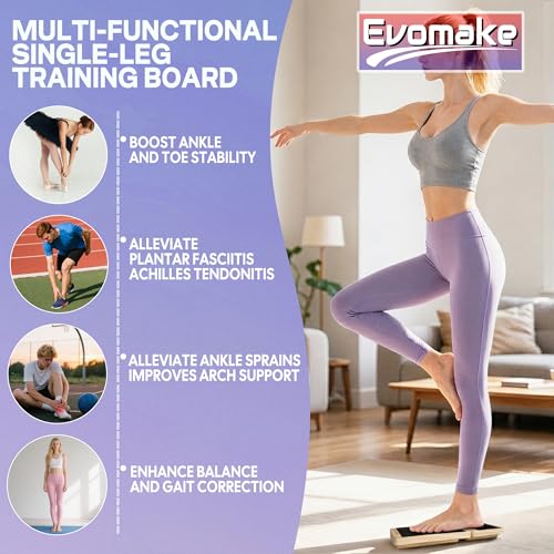 Ankle Balance Board, Ankle Strengthener, Foot Arch Stretcher AKS26H | for Plantar Fasciitis, Sprain Recovery, Rehab, Posture-Correction; Stability Training System w/Guide; Adjustable Bars