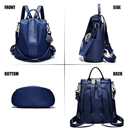 PINCNEL Women Backpack Purse Waterproof Nylon Anti-theft Rucksack Lightweight Shoulder Bag - color: Blue, size: Medium