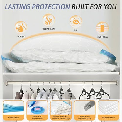 Cozy Essential Vacuum Storage Bags, 80% Compression Vacuum Seal Space Saver Plastic Packaging Bags for Clothes, Blankets, Pillow, Bedding, Comforters, Sealer Clothing Storage,4 XXL Jumbo - size: XXL Jumbo