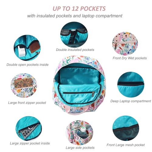 ESVAN Diaper Bag Backpack, Large Capacity Multifunction Baby Essentials Fashion Travel Pack Linen Canvas office Laptop Bag (Canvas Pink) - color: Canvas Pink