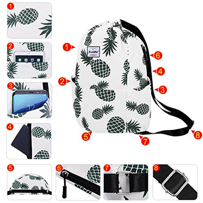 XEYOU Drawstring Sports Backpack Lightweight Gym Yoga Sackpack Shoulder Rucksack Casual Outdoor Daypack for Women and Men | Lightweight - color: Beige Pineapples Pattern