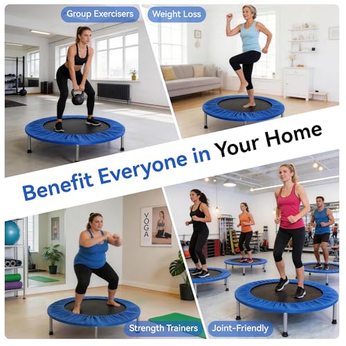Fitvids 40" Trampoline – Fitness Rebounder with Adjustable Foam Handle - color: Blue