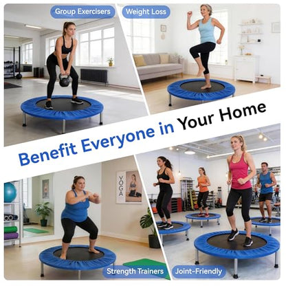 Fitvids 40" Trampoline – Fitness Rebounder with Adjustable Foam Handle - color: Blue