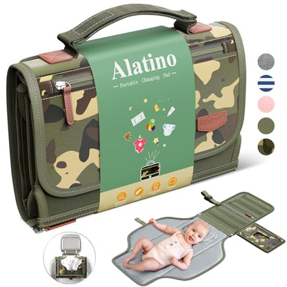 Alatino Portable Diaper Changing Pad, Wipe Clean, Large 25x22,Green Camo - color: Camo Green