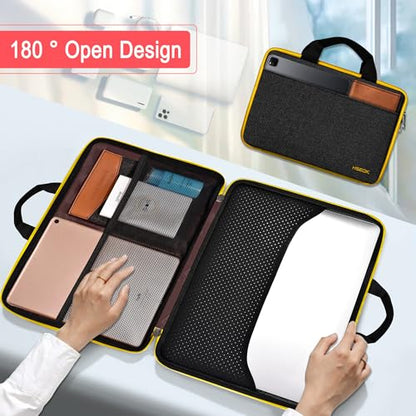 Hseok Laptop Case 13.3-14 inch Sleeve, TSA Computer Handbag Water-Resistant and Shockproof Bag Compatible with MacBook Pro/Neo 14", Mac Air/Pro 13.3" and 13"-14" Notebooks Chromebooks,Black-Yellow - color: Black-yellow