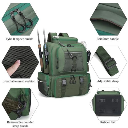 WANOON Fishing Tackle Storage Bags - color: Army Green, size: 45L-Without Tackle Boxes