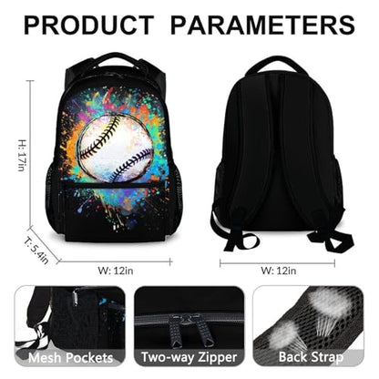 Boys School Backpack Kids Baseball Backpacks Bookbag Back to School Supplies, 17 Inches Large Capacity Cool Sport Back Pack for Kindergarten Elementary Middle (Black) - color: Color 4