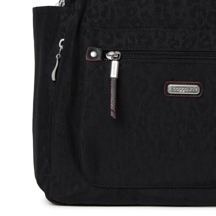 Baggallini Women's All Day Backpack, Black Cheetah Emboss, One Size… - color: Black Cheetah Emboss