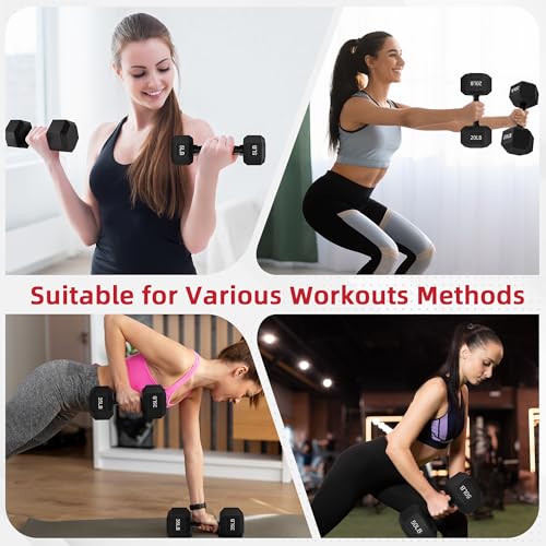 Rubber Encased Hex Weights Dumbbells Set of 5 – 50 lb Pair | Cast Iron Hand Weights with Anti-Slip Grip for Home Gym Strength Training - size: 45 lbs Pair