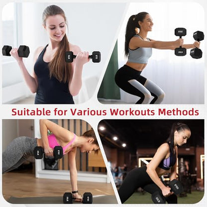 Rubber Encased Hex Weights Dumbbells Set of 5 – 50 lb Pair | Cast Iron Hand Weights with Anti-Slip Grip for Home Gym Strength Training - size: 45 lbs Pair